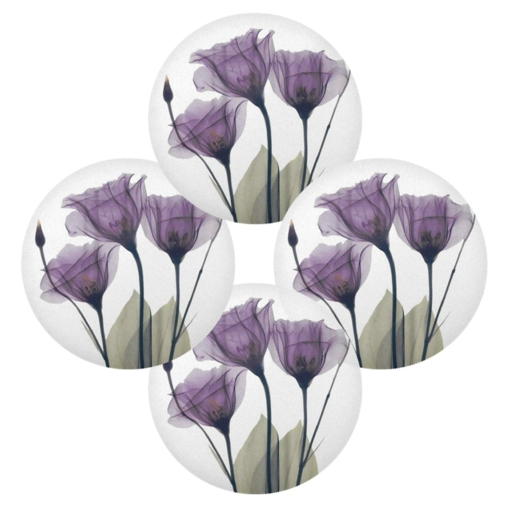 [Australia - AusPower] - Round Placemat Set of 4 for Dining Table Tulip Purple Flower Floral Violet Place Mat Heat Resistant Kitchen Table Mat for Party Home Decor Everyday Use Washable 4 Pack Purple Tulip Flower 