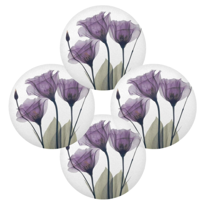 [Australia - AusPower] - Round Placemat Set of 4 for Dining Table Tulip Purple Flower Floral Violet Place Mat Heat Resistant Kitchen Table Mat for Party Home Decor Everyday Use Washable 4 Pack Purple Tulip Flower 