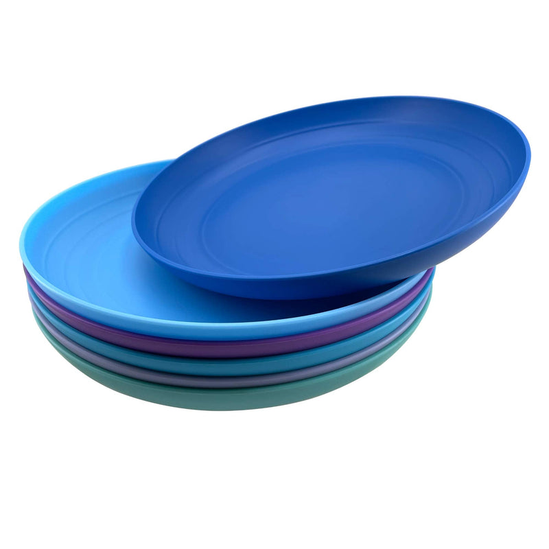 [Australia - AusPower] - 8-inch Reusable Plastic Plates BPA Free Dishwasher Safe Microwaveable set of 6 for Kids Indoor Outdoor Use (Multi-color) Multicolor 8-inch 