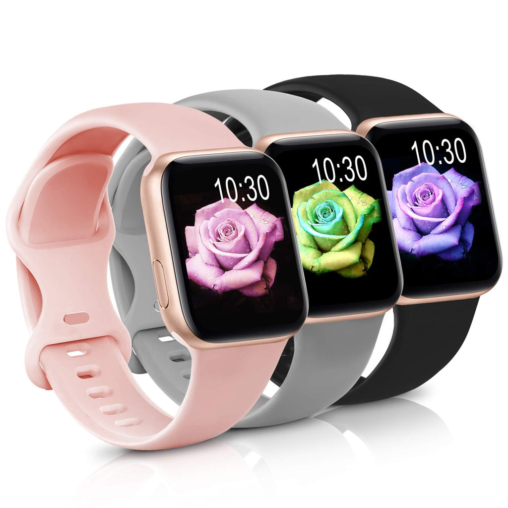 [Australia - AusPower] - 6 Pack Sport Bands Compatible with Apple Watch Band 38mm 40mm 41mm 42mm 44mm 45mm,Soft Silicone Waterproof Strap Wristbands Compatible with iWatch Apple Watch Series 7 6 5 4 3 2 1 SE Women Men 