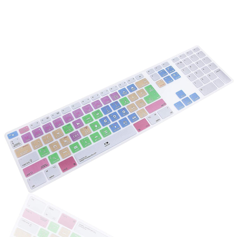 [Australia - AusPower] - MMDW English Silicone Premiere Pro CC Shortcuts Hotkey Keyboard Cover Skin for iMac G6 MB110LL/B MB110LL/A A1243 Keyboard with Numeric Keypad NumberPad(US and EU Version) 