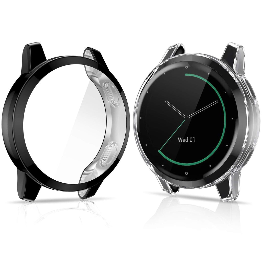 [Australia - AusPower] - EZCO 2-Pack Screen Protector Case Compatible with Garmin Vivoactive 4S 40mm, Full Coverage Soft TPU Case Protective Screen Cover Bumper Frame for Vivoactive 4S Smartwatch（Not for Other Model） Black/Clear Small-4s-40mm 