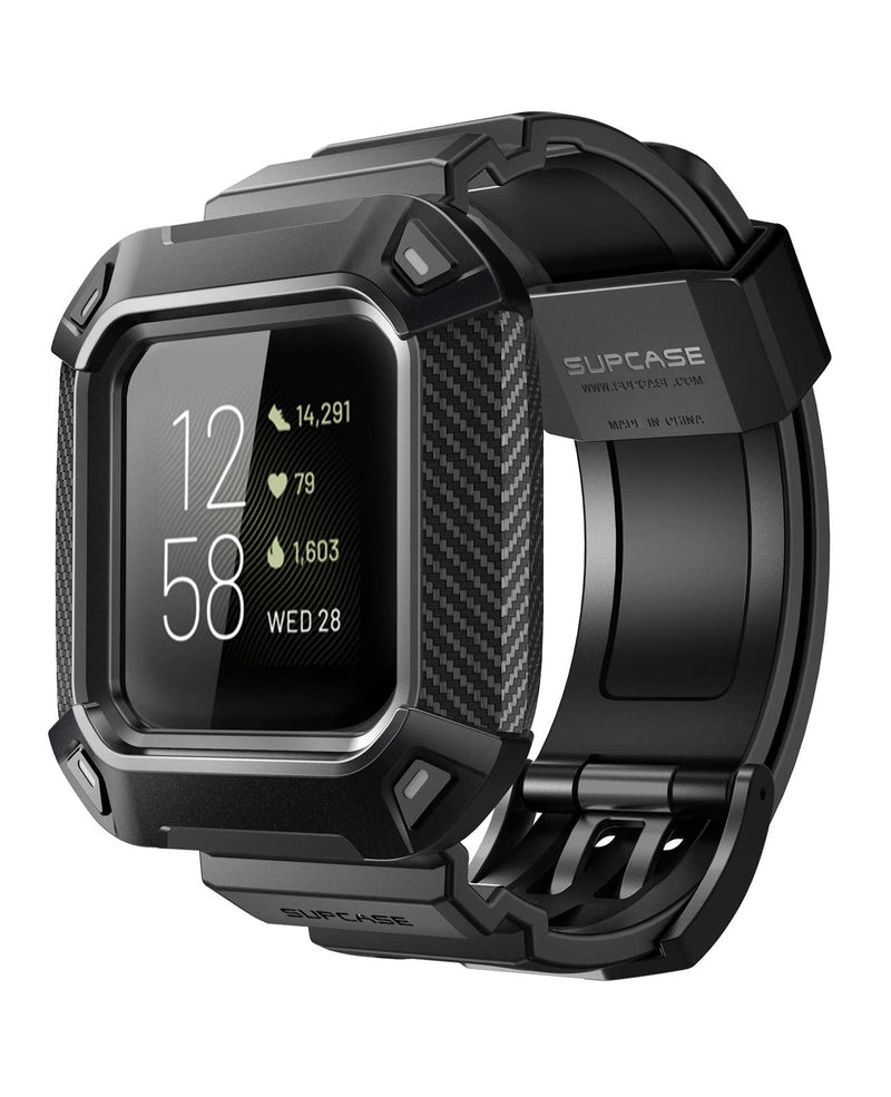 [Australia - AusPower] - SUPCASE Unicorn Beetle Pro Watch Bands for Fitbit Versa 3 / Fitbit Sense, Protective Replacement Wristband Case Band (Black) 