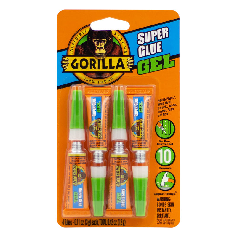 [Australia - AusPower] - Gorilla Super Glue Gel, Four 3 Gram Tubes, Clear, (Pack of 1) 1 Pack 1 - Pack 