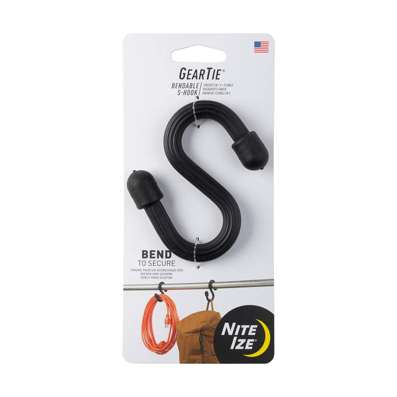 [Australia - AusPower] - Nite Ize Gear Tie Bendable S-Hook, Flexible S-Hook Hanger for Garage, Closet, Kitchen and Plants, Black 