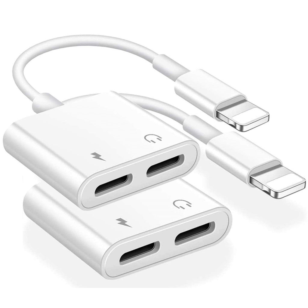 [Australia - AusPower] - [Apple MFi Certified] 2Pack iPhone Splitter Adapter,2 in 1 Dual Lightning Headphone Splitter Charger Cable Aux Audio Adapter Compatible With iPhone 12/11/XS/XR/X/8/7 iPad Converter Music+Charging+Call 