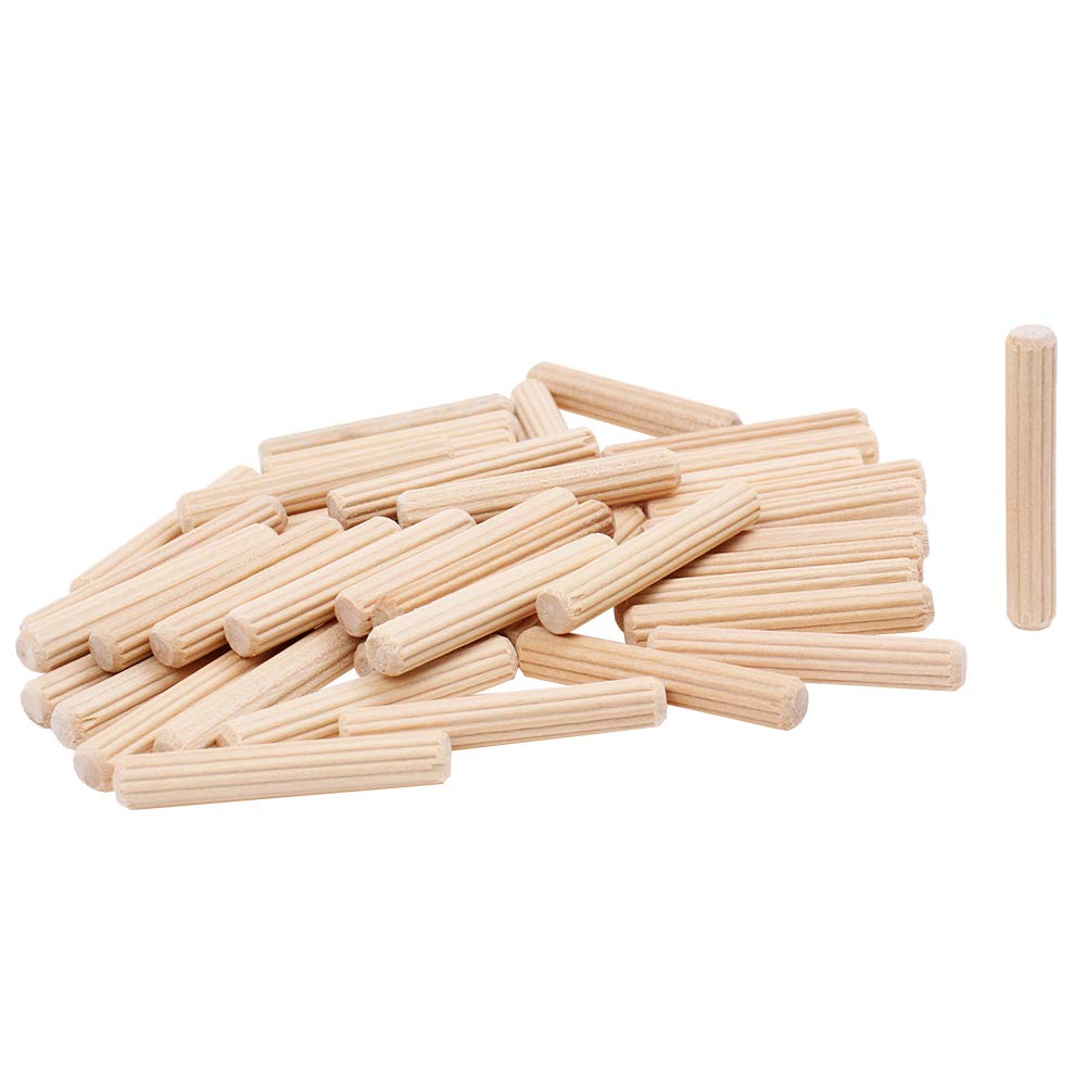 [Australia - AusPower] - 100 Pack 1/4" Wood Dowel Pins Straight Grooved Pins for Furniture Door and Art Projects (1/4 in) 1/4 in 