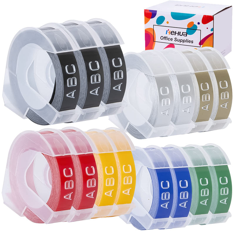 [Australia - AusPower] - Hehua 15-Pack 3/8 Embossing Label Tape Compatible for Dymo 3D Plastic Embossing Tape for Organizer Xpress Pro 12965 DYM12966 Junior Home Embossing Label Maker 