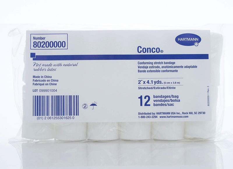 [Australia - AusPower] - Hartmann Conco Conforming Stretch Bandage, Woven Gauze, 1-ply, 2" X 4.1yd Roll, Non-Sterile, 80200000 (Case of 96) 