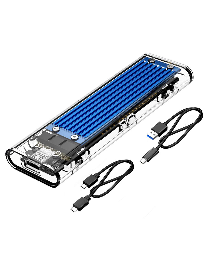 [Australia - AusPower] - ORICO NVME M.2 to Type-C USB3.1 Gen2 10Gbps Transparent External Solid State Drive Adapter Enclosure for 2280 2260 2242 2230 PCI-E M2 M-Key SSD, USB Type C Converter Case (TCM2-Blue) Blue 