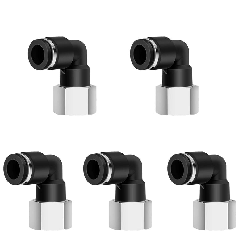 [Australia - AusPower] - Jienk 5PCS Pneumatic Female Elbow 1/4" Tube OD x 1/8" NPT Thread Push to Connect Air Fittings, 90 Degree NPT Female Nickel Plated Brass Air Line Quick Connector for Air Compressor 1/4" OD x 1/8" NPT Female 