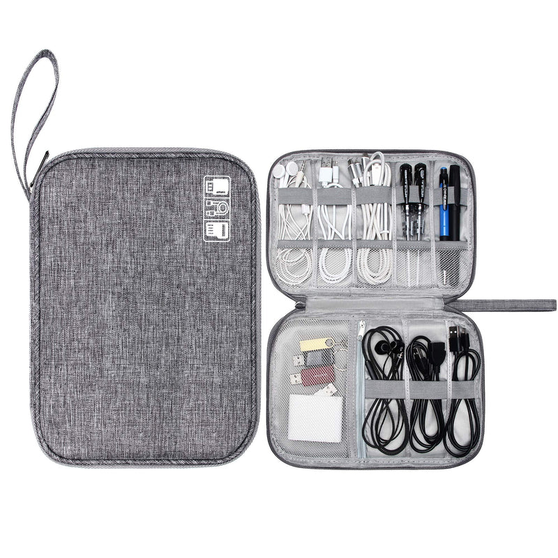 [Australia - AusPower] - CILLA Travel Electronic Organizer Bag Cable Organizer Case Portable digital Storage Bag for Electronic Accessories USB Cables, Power Bank, SD Card medium Gray 
