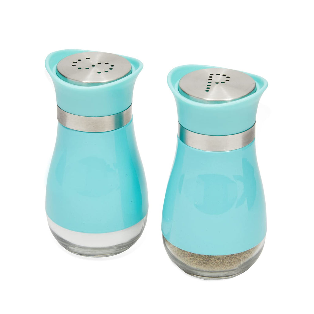[Australia - AusPower] - Teal Salt and Pepper Shakers with Glass Bottom, Stainless Steel Refillable (2 Piece Set) Teal 