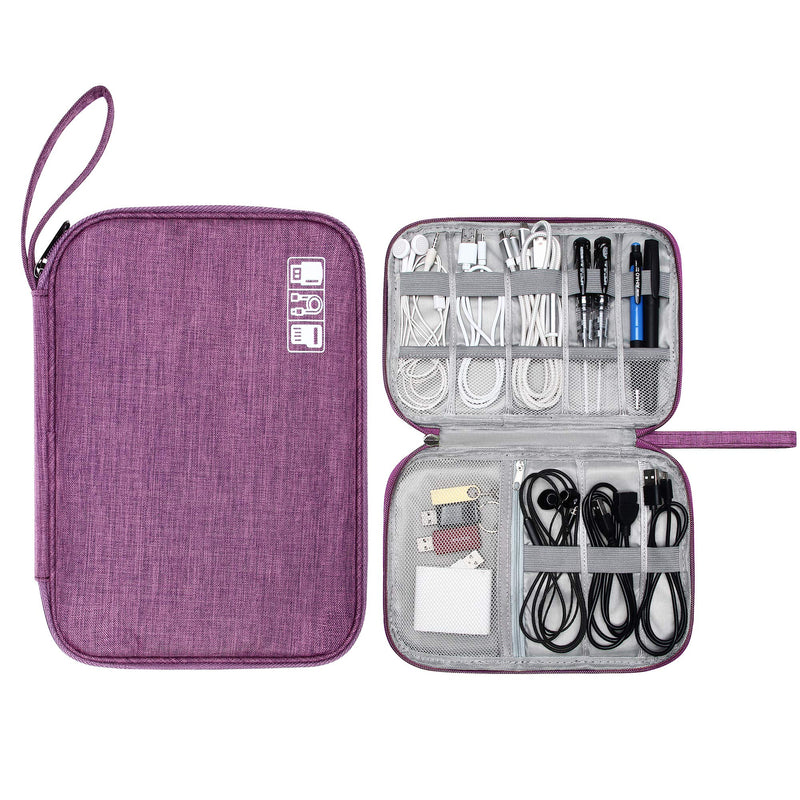 [Australia - AusPower] - CILLA Travel Electronic Organizer Bag Cable Organizer Case Portable digital Storage Bag for Electronic Accessories USB Cables, Power Bank, SD Card medium Purple 