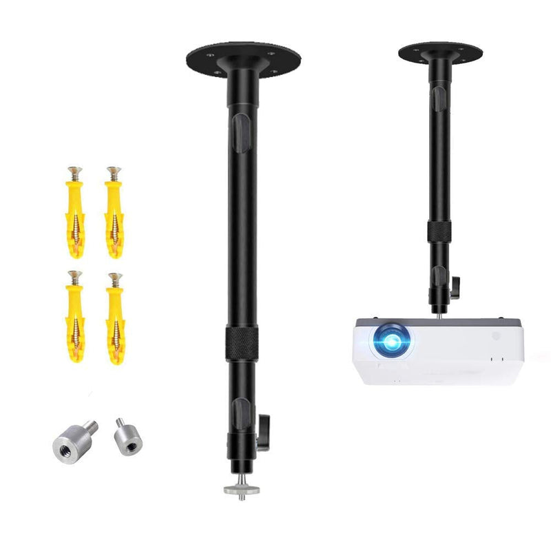 [Australia - AusPower] - Upgraded Longer Projector Mount, Universal Extending Projector Ceiling Mount with Height Extendable Length 15-22 in / 37-56 cm Adjustable 360°Angle Rotatable Drop Ceiling Projector Mount Black Medium 