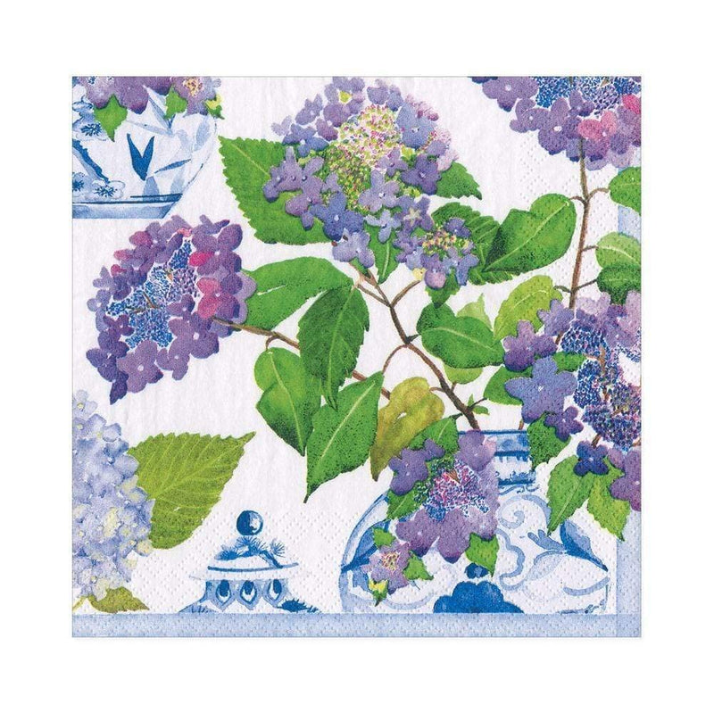 [Australia - AusPower] - Caspari Hydrangeas and Porcelain Paper Luncheon Napkins - Two Packs of 20 2 