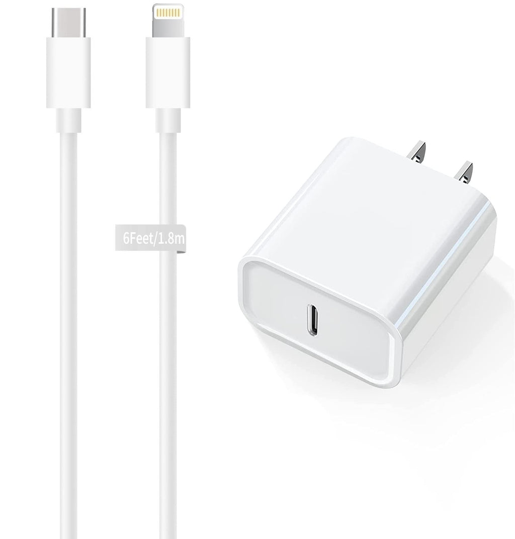 [Australia - AusPower] - iPhone Fast Charger 20W USB C PD Fast Charger with 6ft Apple MFi Certified Type C to Lightning Fast Charging Cable for iPhone 12/12 Mini/12 Pro/12 Pro Max/11 Pro Max/XS Max/XS/XR/X, iPad Pro and More 