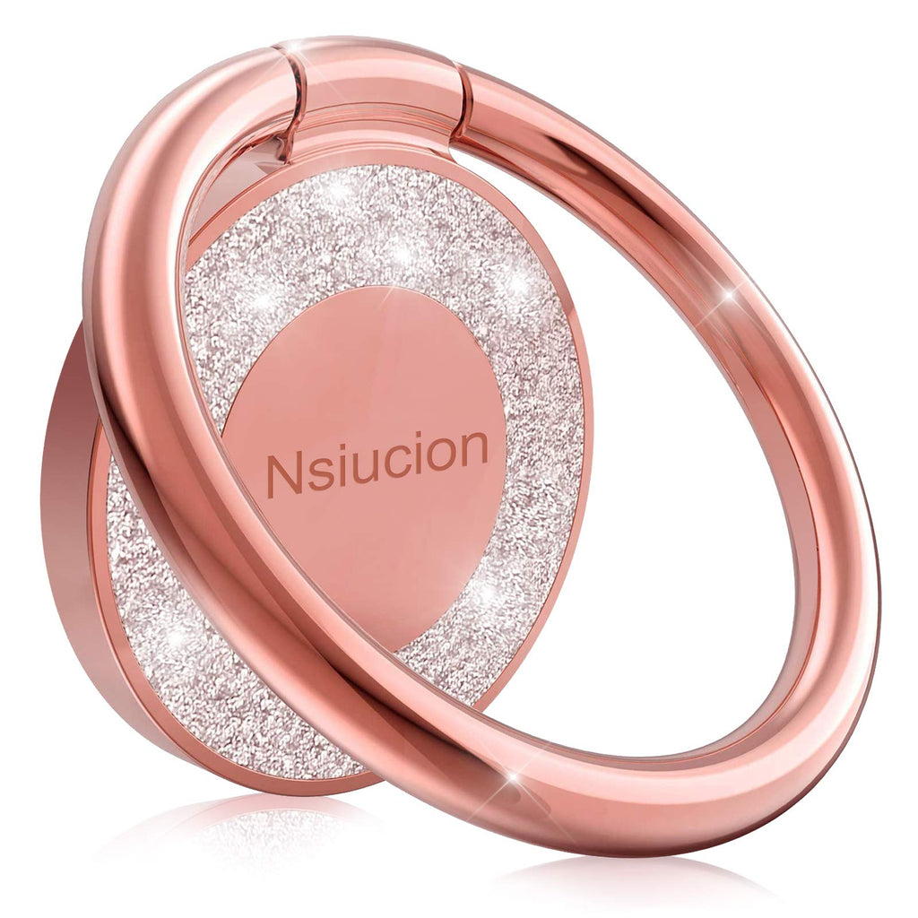 [Australia - AusPower] - Nsiucion Cell Phone Ring Holder Stand, Bling Finger Kickstand, 360 Degree Rotation Metal Ring Grip Holder for Magnetic Car Mount Compatible with All Phones (Rose Gold) Rose Gold 
