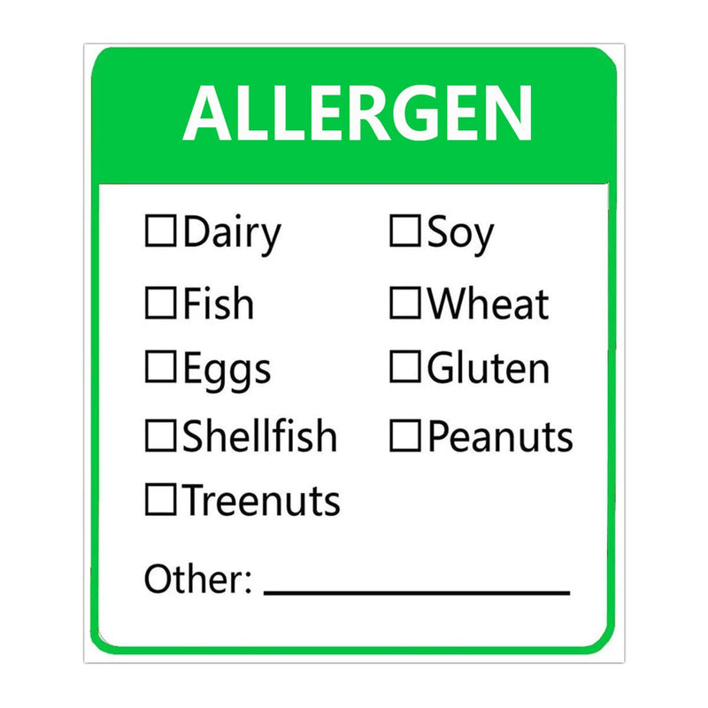 [Australia - AusPower] - Allergen Warning Stickers Labels - 1.8 X 2 Inch Fluorescent Green Food Rotation Labels Removable Allergen Warning Label 500 Adhesive Allergy Stickers 