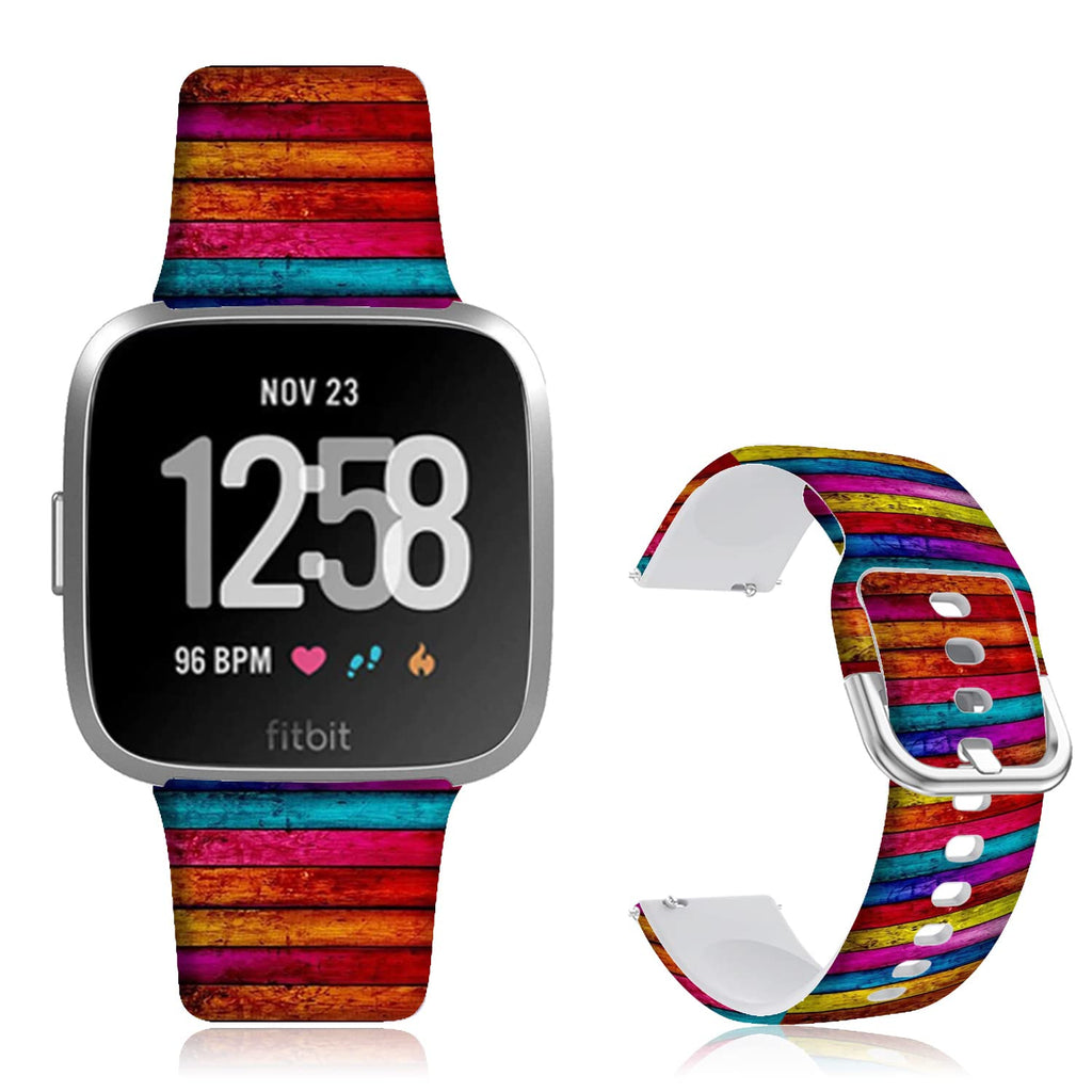 [Australia - AusPower] - DOO UC 22mm Christmas Floral Silicone Band Compatible with Fitbit Versa SmartWatch, Versa 2 and Vesra Lite SE Watch, 22mm Silicone Floral Replacement Sport Rubber Strap Bands Colorful Wood Prints 