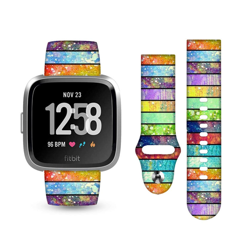 [Australia - AusPower] - DOO UC 22mm Christmas Floral Silicone Band Compatible with Fitbit Versa SmartWatch, Versa 2 and Vesra Lite SE Watch, 22mm Silicone Floral Replacement Sport Rubber Strap Bands Colorful Stripe 