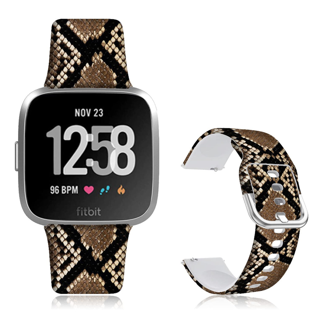 [Australia - AusPower] - DOO UC 22mm Christmas Floral Silicone Band Compatible with Fitbit Versa SmartWatch, Versa 2 and Vesra Lite SE Watch, 22mm Silicone Floral Replacement Sport Rubber Strap Bands Python Snakeskin 