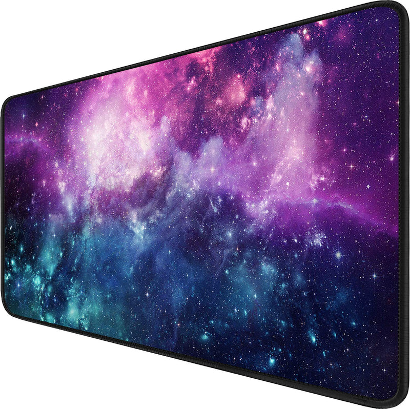 [Australia - AusPower] - Gaming Mouse Pad, 31.5x15.7x0.12 inch Waterproof Computer Keyboard Mouse Mat Non-Slip Mousepad Rubber Base and Stitched Edges for Game Players, Office, Study, Esports Pros, Home, Desktop galaxy 