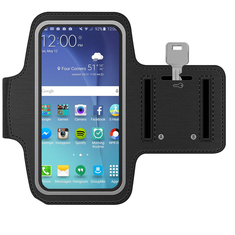 [Australia - AusPower] - MMOBIEL Sportband Compatible with Samsung Galaxy S20 FE/S20 (+)/Note 20 (Ultra)/10/9 (+)/M31/M21/M11/A91/A71/A52 /A51/A42/A41/A21 - 6.8 inch (Black) Neoprene Stretchable Reflective Arm Slots 