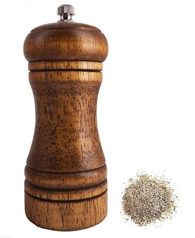 [Australia - AusPower] - DCS solid wood oak grinder restaurant pepper manual grinding powder pepper grinding kitchen seasoning tool , Adjustable Coarseness (5 INCH) 5 INCH 
