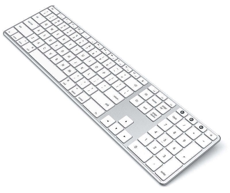 [Australia - AusPower] - seenda Wireless Keyboard Compatible with Mac - Multi-Device Bluetooth Keyboards Full Size Rechargeable Compatible for MacBook Pro/Air, iMac, iPhone, New iPad - White & Silver 