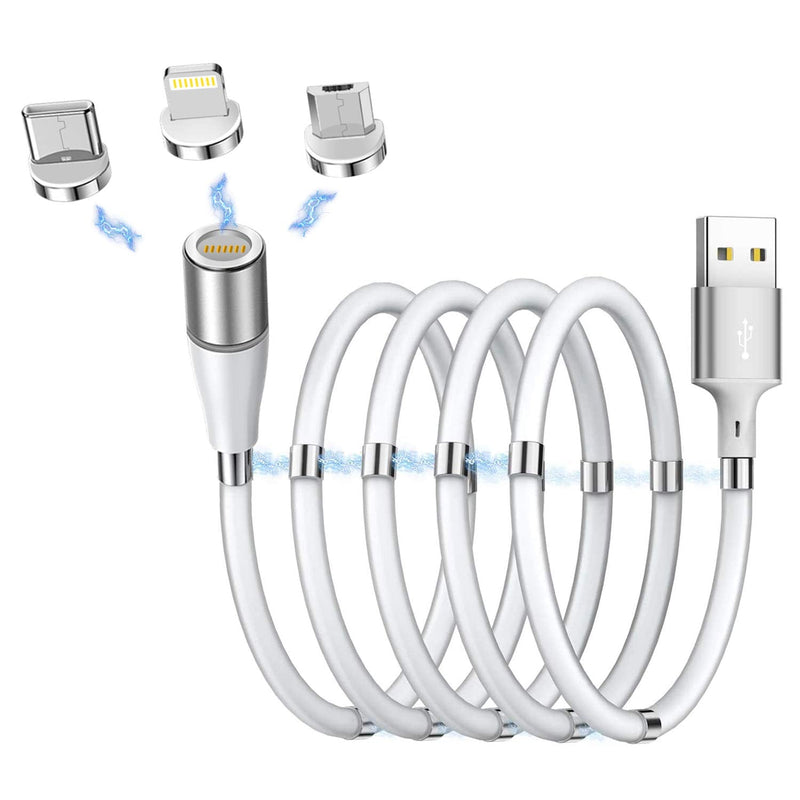 [Australia - AusPower] - Magnetic Charging Cable, Super Organized Retractable Fast Charging Cable,AICase 3 in 1 Self Winding Phone Cable with Data Transmission, Magnetic Charging Cable for Type-C,Micro USB and iProduct 