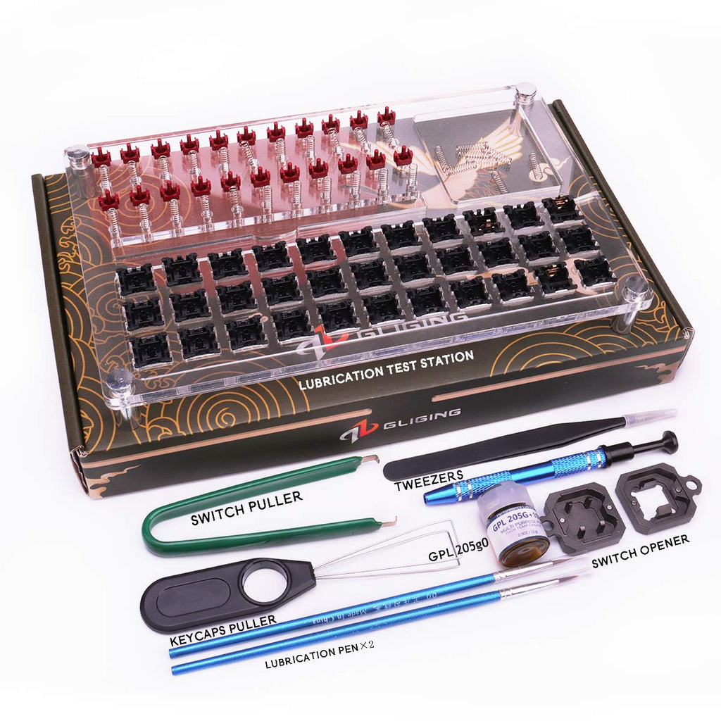 [Australia - AusPower] - Switch Tester Station Switch Opener with GPL 205g0 Lubricating Oil Acrylic Lube DIY Double-Deck Removal Platform Keycaps Puller for Custom Gateron Cherry Mechanical Keyboard(Lubrication Kit C) Lubrication Kit C 
