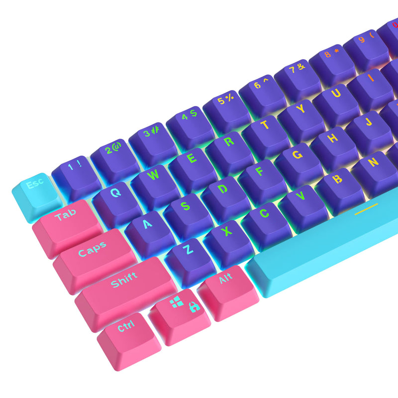 [Australia - AusPower] - WHYSP 61 PBT Keycaps for 60 Percent Keyboard, Backlit Keycap Set for Mechanical Gaming Keyboard OEM Profile Blue Keycaps with Key Puller for Cherry MX Switches GK61(Peach) Peach 