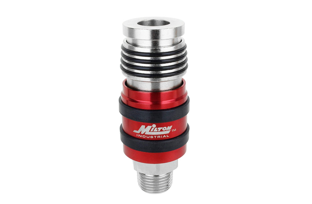[Australia - AusPower] - Milton 2 In ONE Universal Safety Exhaust Coupler – 1/2" MNPT x 1/2" Body Flow, Safely Bleeds Excess Air and Disengages Fittings 