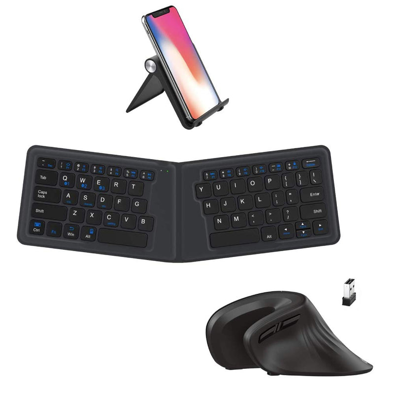 [Australia - AusPower] - iClever BK06 Bluetooth Keyboard - Multi-Device Portable Keyboard Bluetooth 5.1 and iClever Vertical Mouse - Ergonomic Mouse Wireless 6 Buttons 