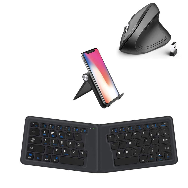 [Australia - AusPower] - iClever BK06 Bluetooth Keyboard - Multi-Device Portable Keyboard Bluetooth 5.1 and iClever Ergonomic Mouse - Wireless Vertical Mouse 6 Buttons 