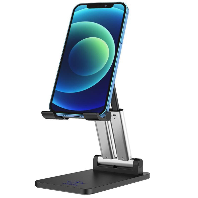 [Australia - AusPower] - SYBOYIE Tablet Phone Stand, Angle Height Adjustable Foldable Stand for Desk, Compatible with iPhone, Samsung, iPad, Kindle, Tablets, Mobile Phones and Smartphone (Black) Black 