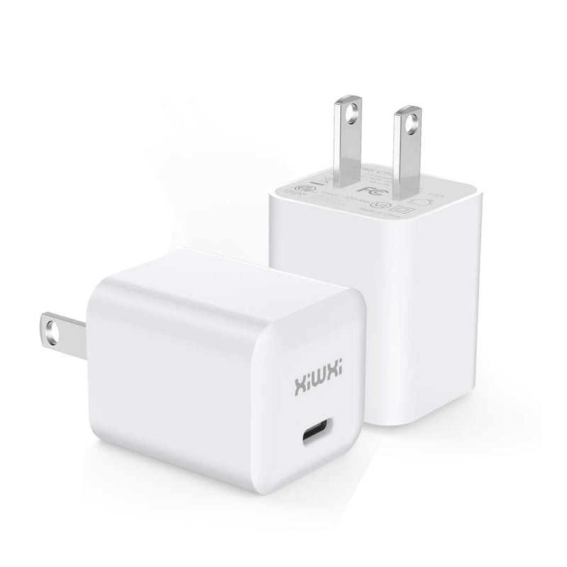 [Australia - AusPower] - xiwxi USB C Power Adapter, 20W Fast PD Phone Charger Wall Charger Compatible with iPhone 13/13 Mini / 13 Pro / 13 Pro Max/iPhone 12/iPhone 11, Galaxy, Pixel, iPad Pro (2-Pack) White 