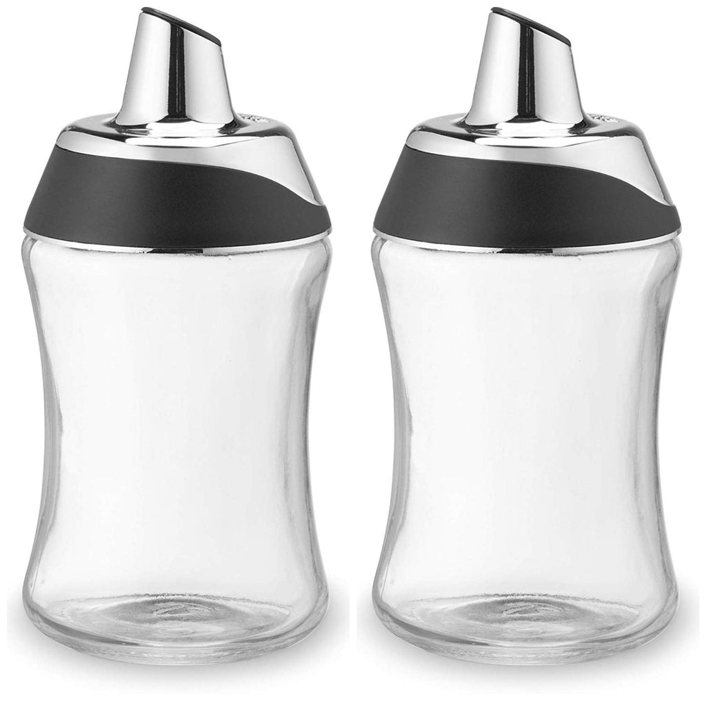 [Australia - AusPower] - J&M Design 2-Pack Sugar Dispenser & Shaker For Coffee , Cereal , Tea & Baking with Pouring Spout and Lid for Easy Spoon Measuring Pour - 7.5oz Glass Jar Container - Dishwasher Safe 