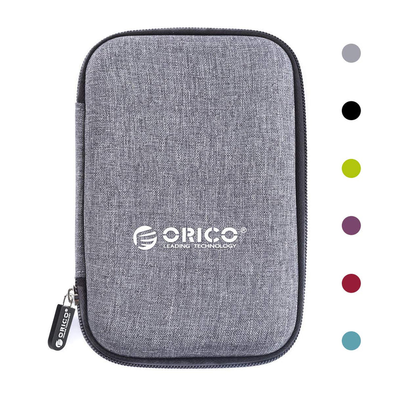 [Australia - AusPower] - ORICO Hard Drive Case 2.5 inch External Drive Storage Carrying Bag Waterproof Shockproof with Inner Size 5.5x3.5x1.0inch for Organizing HDD and Electronic Accessories,Grey(PHD-25) Grey 