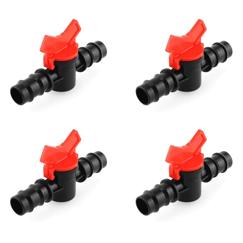 [Australia - AusPower] - DGZZI Barbed Ball Valve 4PCS 3/4-Inch ID in-Line Ball Valve Shut-Off Switch with Hose Barb for Drip Irrigation and Aquariums 