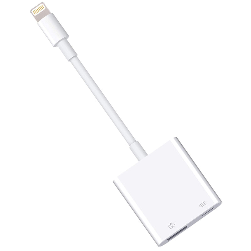 [Australia - AusPower] - Lightning to USB3 Camera Adapter with Charging Port, Lightning Female USB OTG Cable Adapter for Select iPhone,iPad Models Support Connect Camera, Card Reader, USB Flash Drive, MIDI Keyboard (White) 