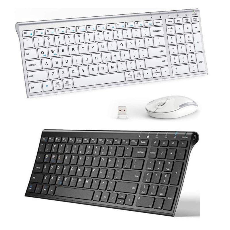 [Australia - AusPower] - iClever GK03 Wireless Keyboard and Mouse Combo - 2.4G Portable Wireless Keyboard Mouse, Rechargeable Battery Ergonomic Design and iClever BK10 Bluetooth Keyboard, Universal Wireless Keyboard 