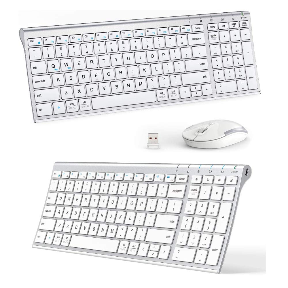 [Australia - AusPower] - iClever GK03 Wireless Keyboard and Mouse Combo - 2.4G Portable Wireless Keyboard Mouse, Rechargeable Battery Ergonomic Design and iClever BK10 Bluetooth Keyboard, Universal Wireless Keyboard and iClev 