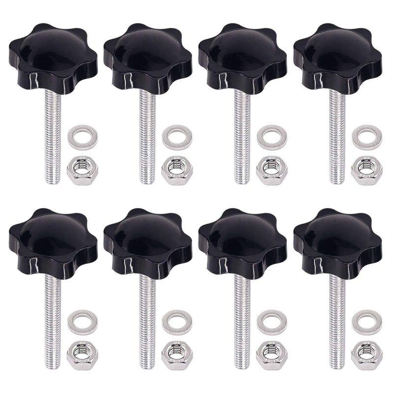 [Australia - AusPower] - Hilitchi Clamping Hex Shaped Hand Knob Handle Replacement Handle Black Plastic Knob Grip Screw On Type Stud with Nuts and Washers(M6x50-20PCS) M6x50-20PCS 