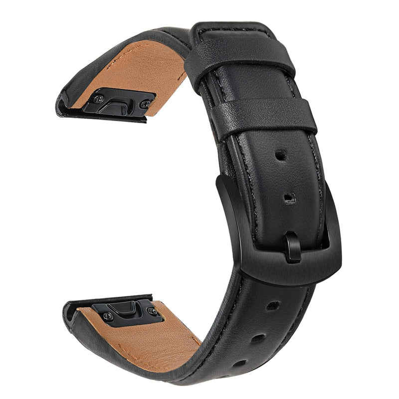 [Australia - AusPower] - TRUMiRR Band for Fenix 7S / 6S / 5S Smart Watch, 20mm Quick Release Easy Fit Watchband Genuine Cowhide Leather Strap for Garmin Fenix 6S Pro Solar Sapphire / 5S Plux / D2 Delta S/Descent Mk2S Black 