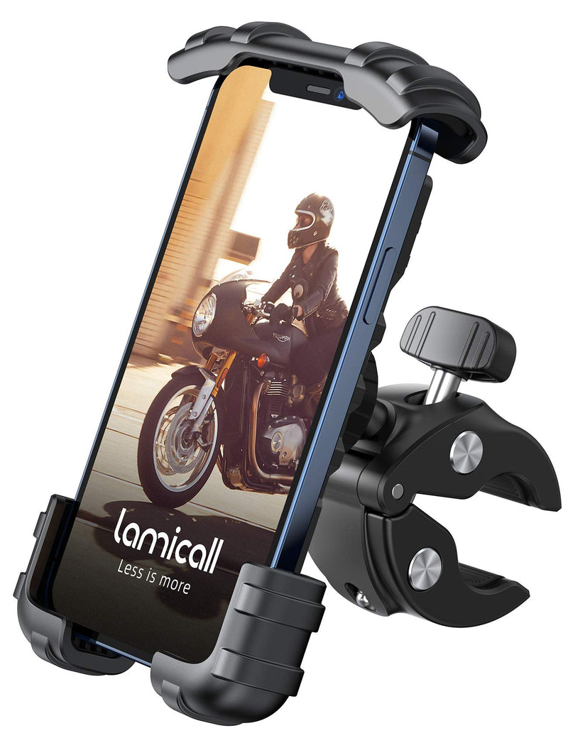 [Australia - AusPower] - Lamicall Bike Phone Holder Mount - Motorcycle Handlebar Phone Mount Clamp, One Hand Operation ATV Scooter Phone Clip for iPhone 12 / 11 Pro Max / X / XS, Galaxy S10 and 4.7"- 6.8" Cellphone - Black 