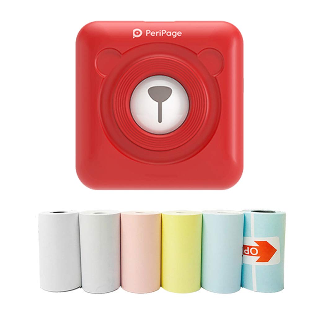 [Australia - AusPower] - JEPODOR PeriPage Mini Portable Paper Photo Pocket Thermal Printer 58 mm Printing Wireless Bluetooth Android iOS Printers (Red) 