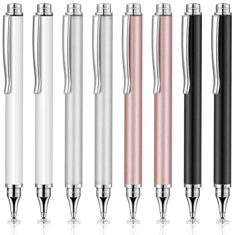 [Australia - AusPower] - Weewooday 8 Pieces Capacitive Stylus Pens for Touch Screen, Universal Disc Stylus Pens Fine Point Stylus for Most Touch Screen Smart Devices, 4 Colors 