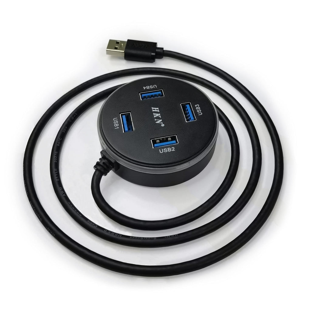 [Australia - AusPower] - HKN Desktop USB 3.0 Hub with Long Cable Computer USB3.0 with Long Cord USB3 Splitter with 3.1ft Line Slim&Portable USB 3 Hub with 4 Ports for Laptop Tabletop/Station/PC/Flash Drive/Mobile HDD/U Disk 